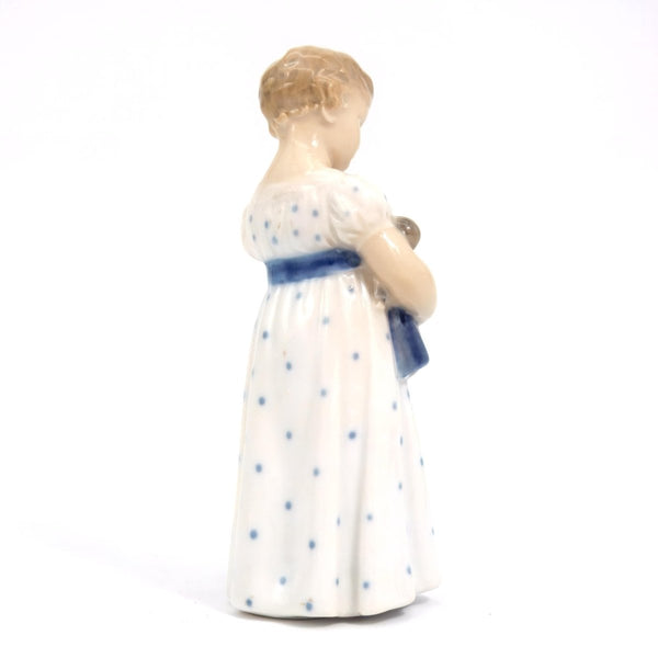 Royal Copenhagen 1920s Antique Porcelain Figurine Royal Copenhagen Girl Holding a Doll Figurine #3539 | Vintage Danish Statue Nursery Mussel Cobalt Scandi - Porcelain Figurine ClassyTea