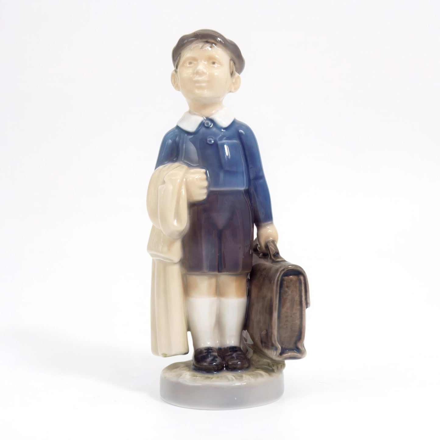 Royal Copenhagen Royal Copenhagen School Boy Vintage Porcelain Figurine Hand - Painted 1960s Henrik Hansen Danish Statue Nursery Baby Blue Mussel Cobalt Scandi - Porcelain Figurine ClassyTea