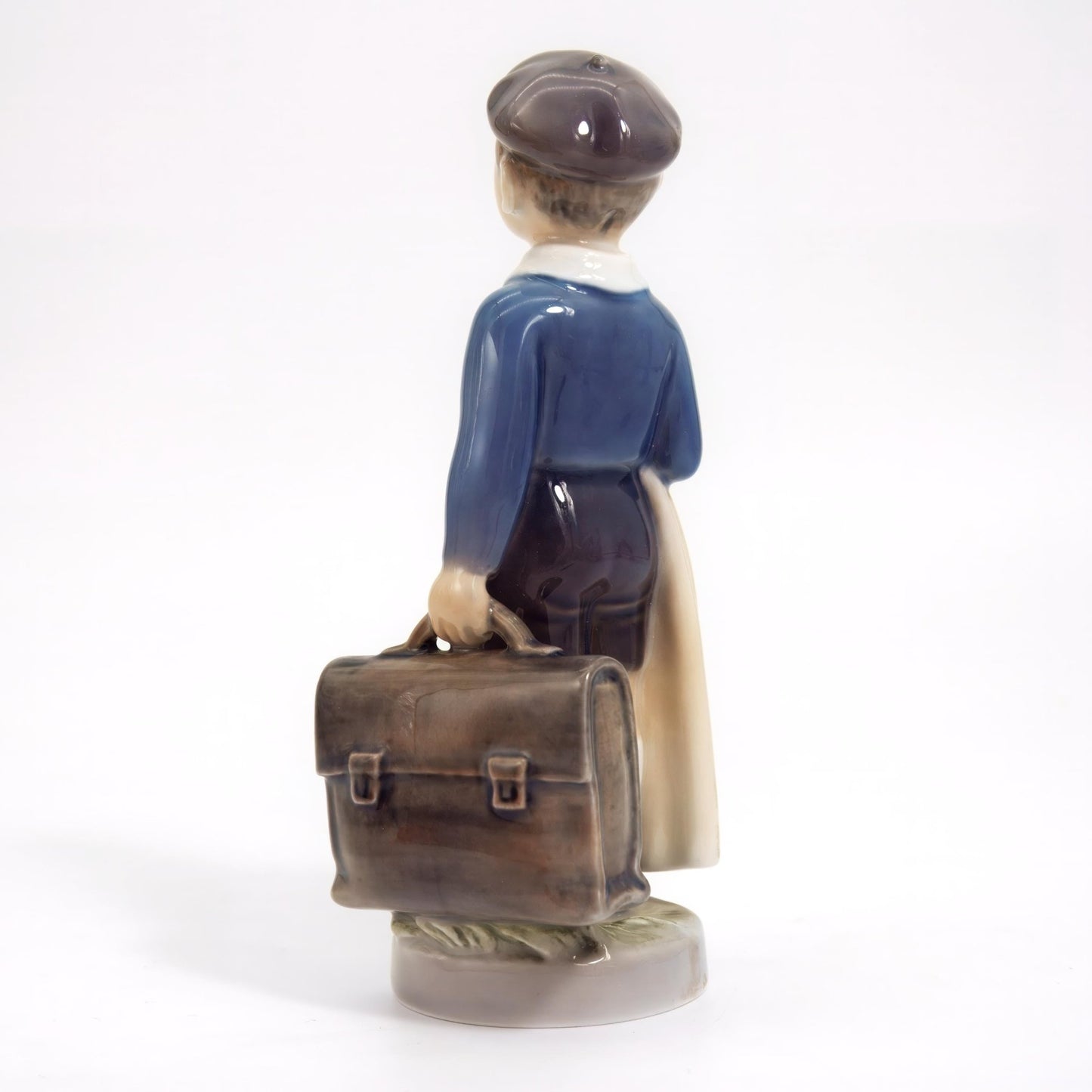Royal Copenhagen Royal Copenhagen School Boy Vintage Porcelain Figurine Hand - Painted 1960s Henrik Hansen Danish Statue Nursery Baby Blue Mussel Cobalt Scandi - Porcelain Figurine ClassyTea