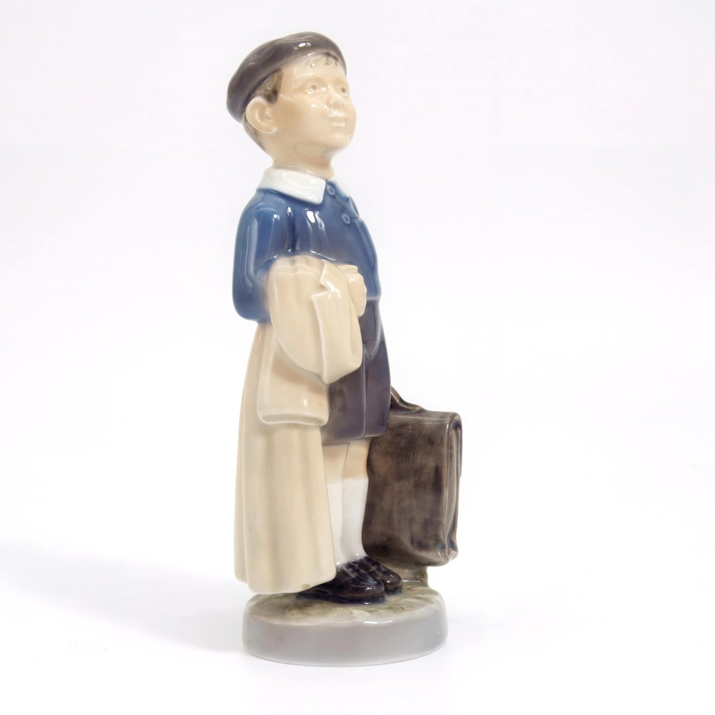 Royal Copenhagen Royal Copenhagen School Boy Vintage Porcelain Figurine Hand - Painted 1960s Henrik Hansen Danish Statue Nursery Baby Blue Mussel Cobalt Scandi - Porcelain Figurine ClassyTea