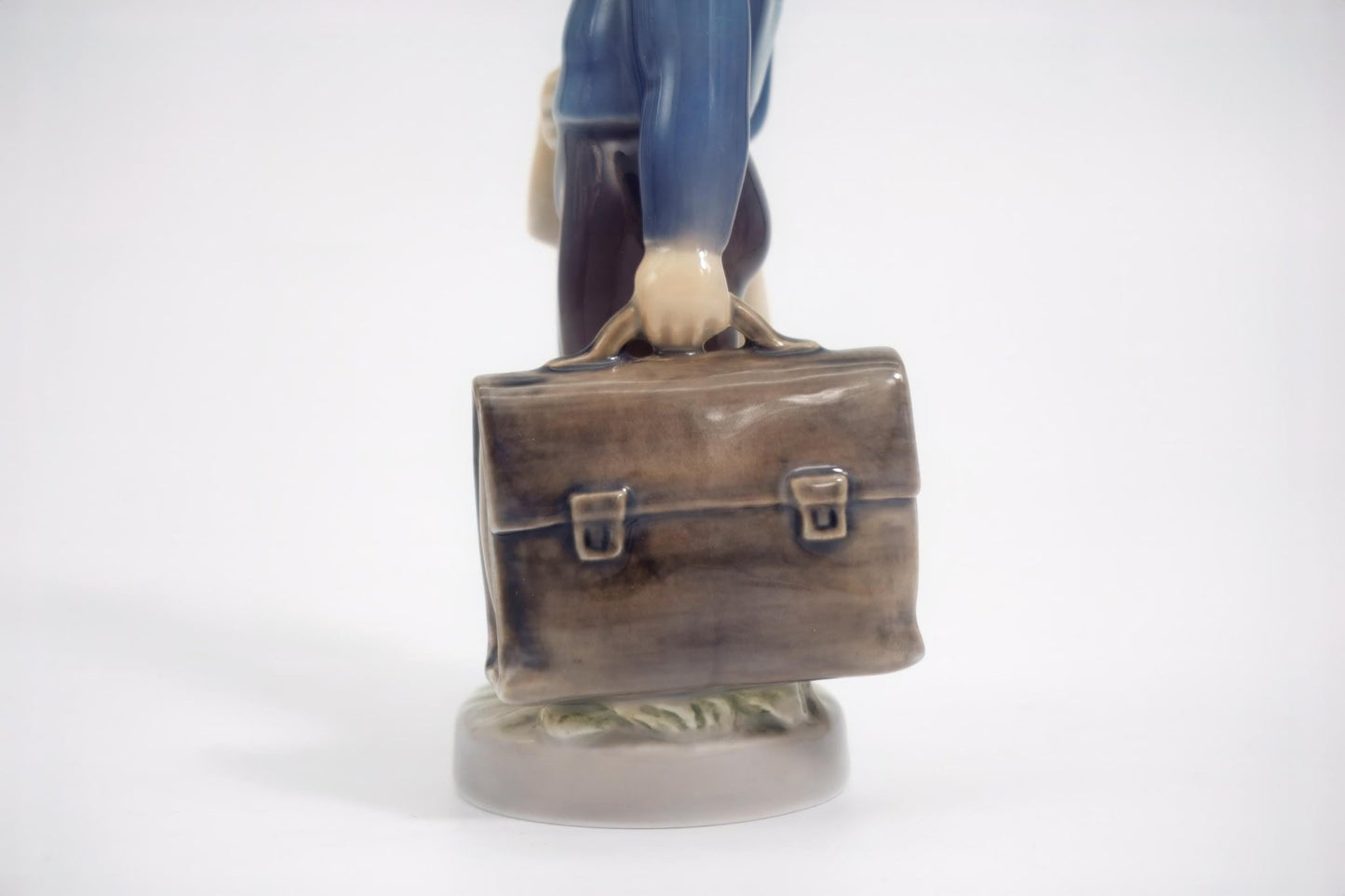 Royal Copenhagen Royal Copenhagen School Boy Vintage Porcelain Figurine Hand - Painted 1960s Henrik Hansen Danish Statue Nursery Baby Blue Mussel Cobalt Scandi - Porcelain Figurine ClassyTea