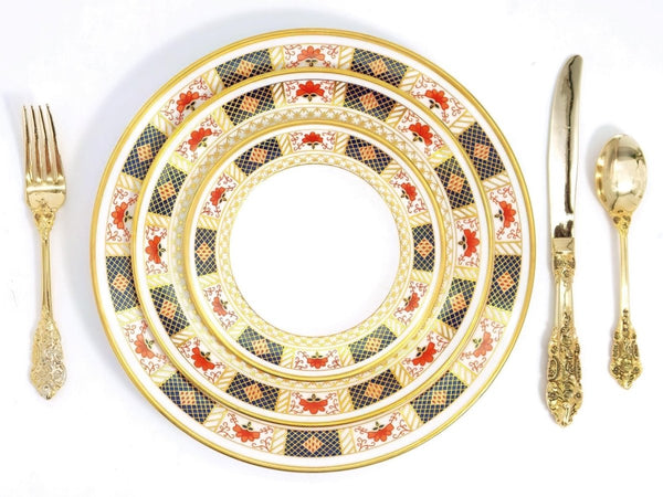 Royal Crown Derby Royal Crown Derby Derby Border China Set for 8 Vintage Porcelain Dinnerware 22kt Gold Gilded Cobalt Blue & Gold Dinner Plates Teacups imari - China Set ClassyTea