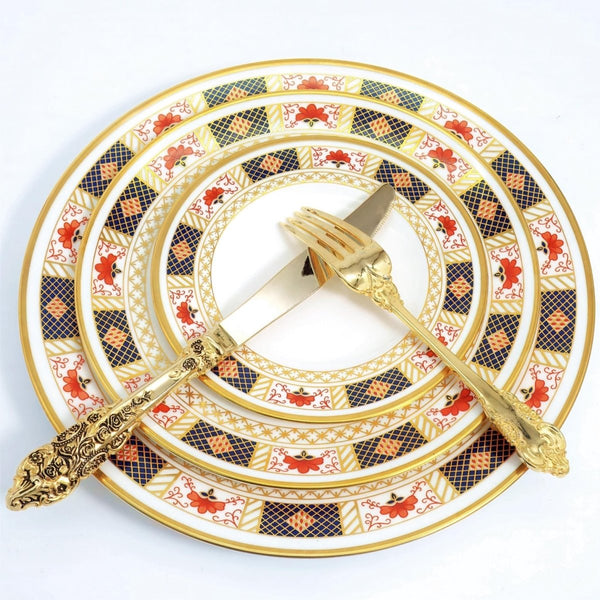 Royal Crown Derby Royal Crown Derby Derby Border China Set for 8 Vintage Porcelain Dinnerware 22kt Gold Gilded Cobalt Blue & Gold Dinner Plates Teacups imari - China Set ClassyTea
