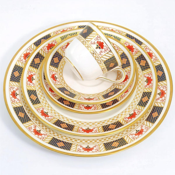 Royal Crown Derby Royal Crown Derby Derby Border China Set for 8 Vintage Porcelain Dinnerware 22kt Gold Gilded Cobalt Blue & Gold Dinner Plates Teacups imari - China Set ClassyTea