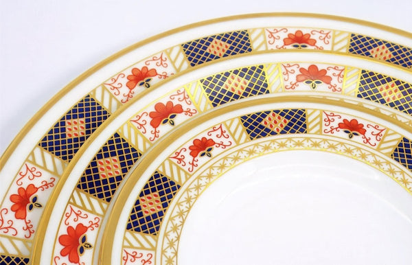 Royal Crown Derby Royal Crown Derby Derby Border China Set for 8 Vintage Porcelain Dinnerware 22kt Gold Gilded Cobalt Blue & Gold Dinner Plates Teacups imari - China Set ClassyTea