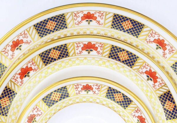 Royal Crown Derby Royal Crown Derby Derby Border China Set for 8 Vintage Porcelain Dinnerware 22kt Gold Gilded Cobalt Blue & Gold Dinner Plates Teacups imari - China Set ClassyTea