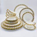 Royal Crown Derby Royal Crown Derby Heraldic Gold 20 - Piece Dinnerware Set, Service for 4, Vintage Fine Bone China, Made in England, Discontinued, China Set - China Set ClassyTea
