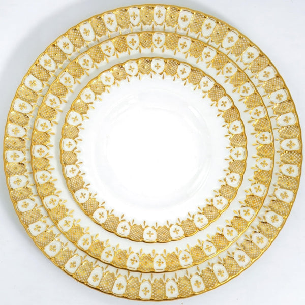 Royal Crown Derby Royal Crown Derby Heraldic Gold 20 - Piece Dinnerware Set, Service for 4, Vintage Fine Bone China, Made in England, Discontinued, China Set - China Set ClassyTea