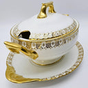Royal Crown Derby Royal Crown Derby Heraldic Gold Large Tureen with Serving Plate, Vintage Fine Bone China, Made in England Made in England, Discontinued - Porcelain Tureen ClassyTea