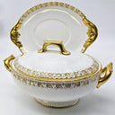 Royal Crown Derby Royal Crown Derby Heraldic Gold Large Tureen with Serving Plate, Vintage Fine Bone China, Made in England Made in England, Discontinued - Porcelain Tureen ClassyTea
