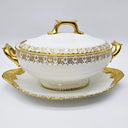 Royal Crown Derby Royal Crown Derby Heraldic Gold Large Tureen with Serving Plate, Vintage Fine Bone China, Made in England Made in England, Discontinued - Porcelain Tureen ClassyTea
