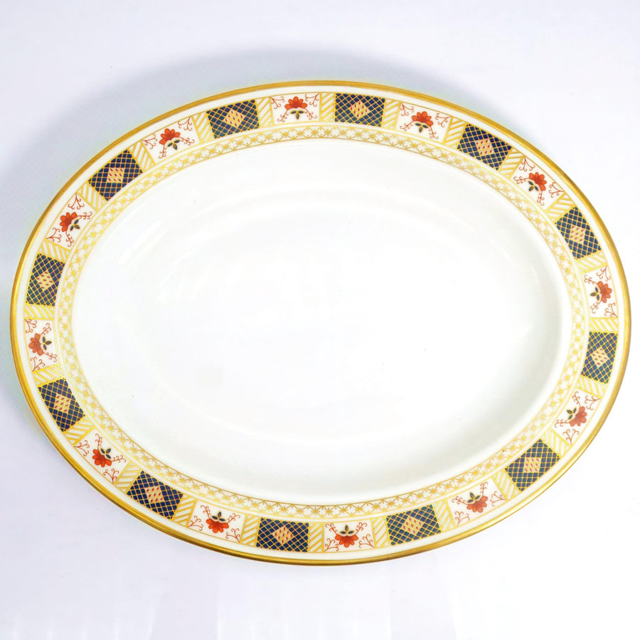 Royal Crown Derby Derby Border Oval Serving Platter (10") | Vintage Bone China