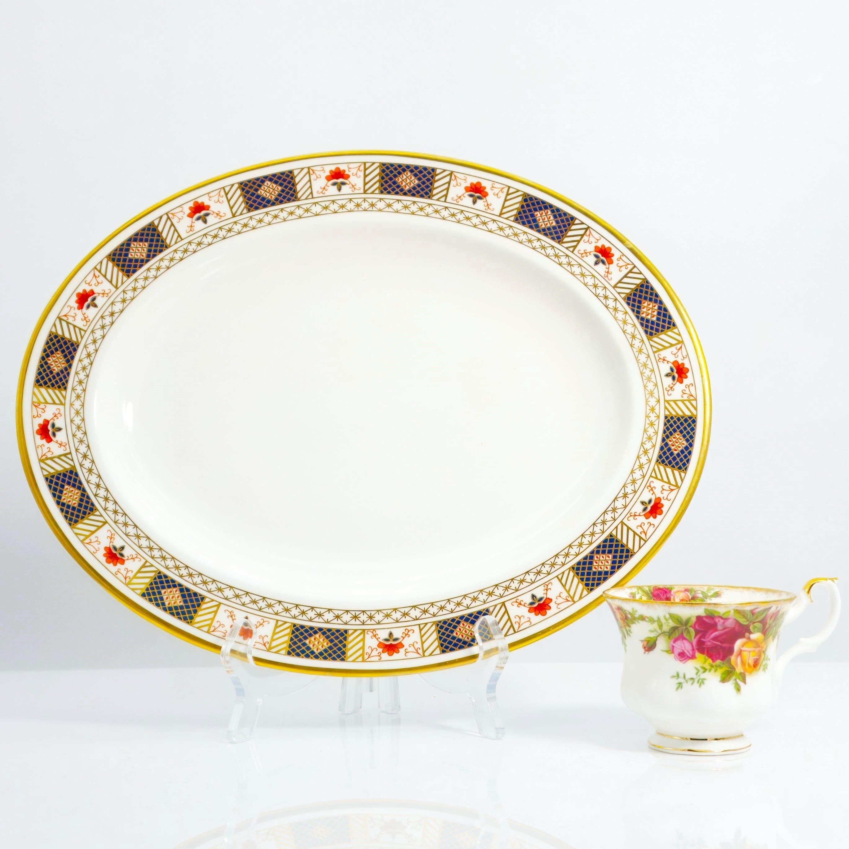 Royal Crown Derby Royal Crown Derby "Derby Border" Oval Serving Platter (10.25") - Serving Platter ClassyTea