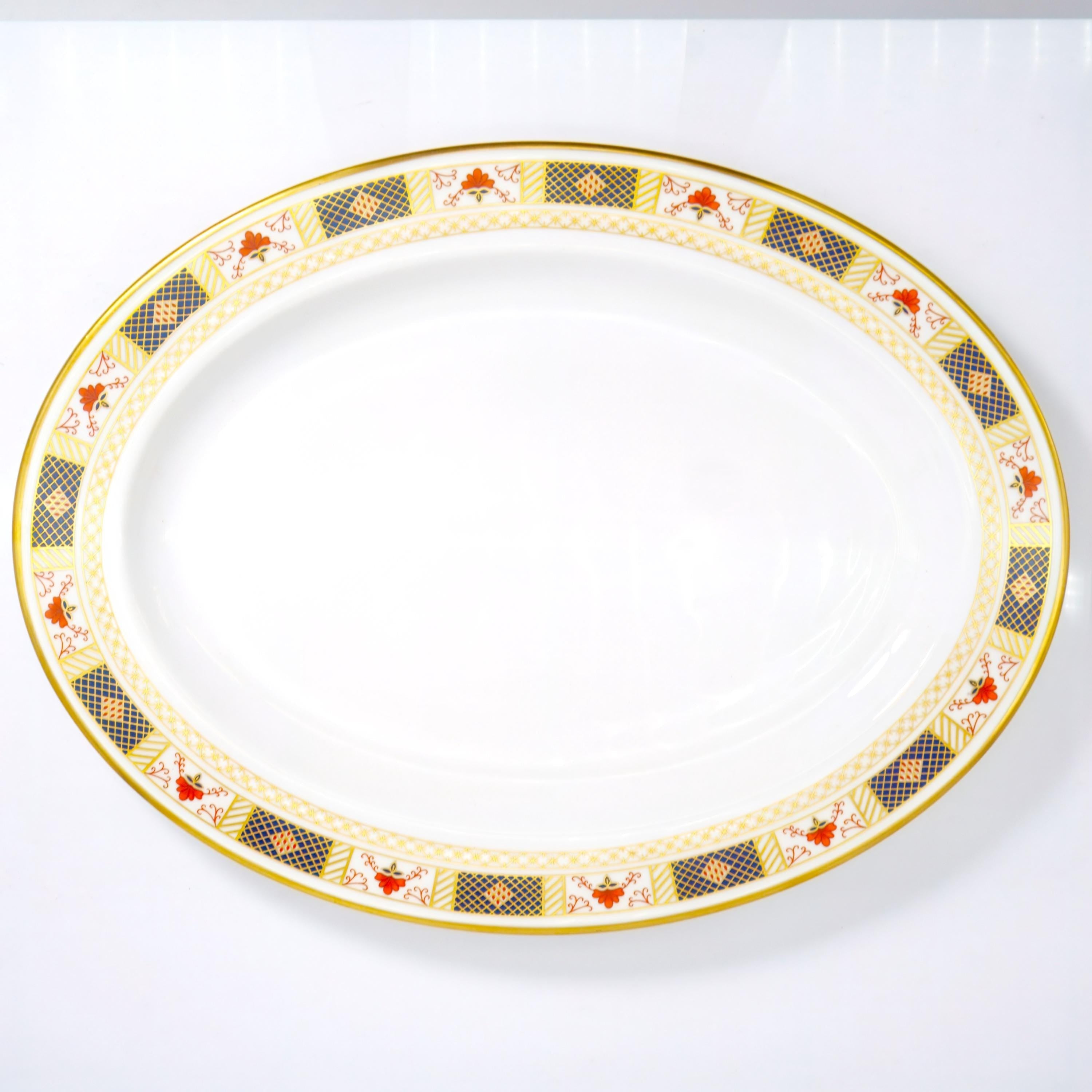 Royal Crown Derby Royal Crown Derby "Derby Border" Oval Serving Platter (16"L) - Serving Platter ClassyTea