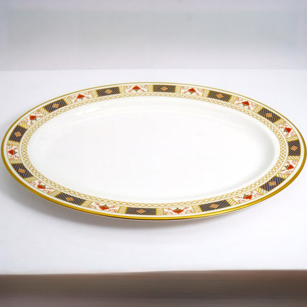 Royal Crown Derby Royal Crown Derby "Derby Border" Oval Serving Platter (16"L) - Serving Platter ClassyTea