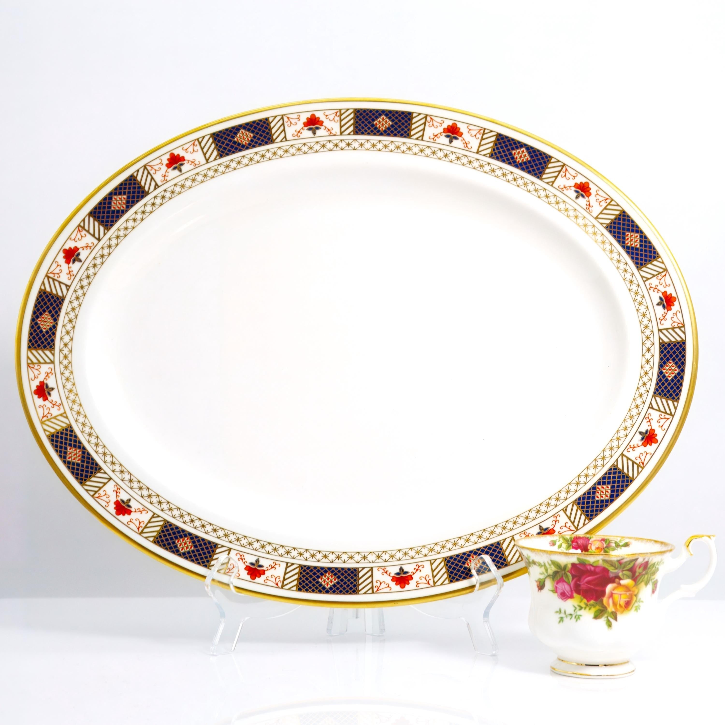 Royal Crown Derby Royal Crown Derby "Derby Border" Oval Serving Platter (16"L) - Serving Platter ClassyTea