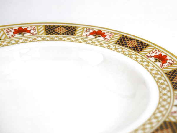Royal Crown Derby Eight (8) Royal Crown Derby Derby Border Rimmed Soup Bowls Border 8.5" 22k Trim w/ Cobalt Red Gold Imari English Bone China Discontinued Set - Soup Bowl ClassyTea