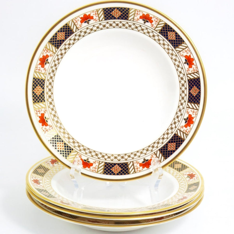 Royal Crown Derby Derby Border Soup Bowls (8.5"), Set of 4 | Vintage Bone China