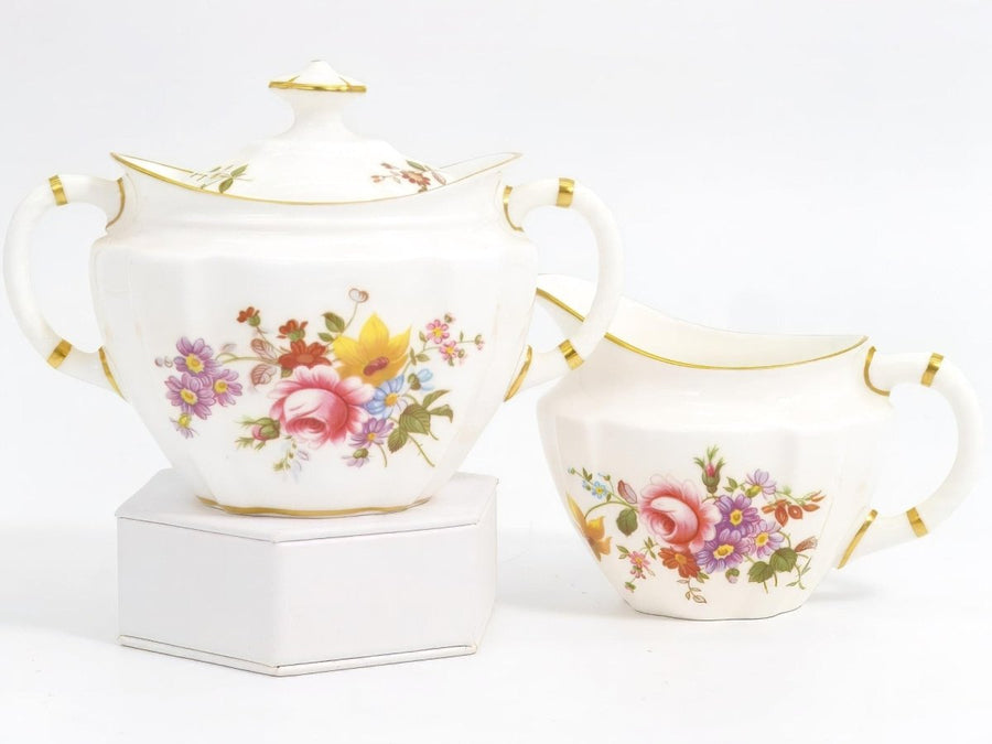 Royal Crown Derby Vintage 1960s Tea Set with Yellow Pink and Violet Floral China Tea Party Serveware Royal Crown Derby Royal Albert Espresso Cup Set Easter - Tea Set ClassyTea