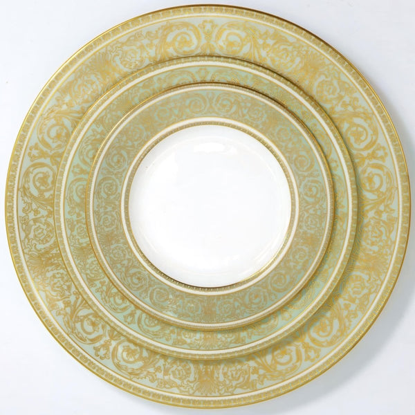 Royal Doulton Royal Doulton English Renaissance China Set for 8 | 1960s Dinnerware with Sage Green and Gold Dinner Plates Heirloom Gift for China Cabinet - China Set ClassyTea