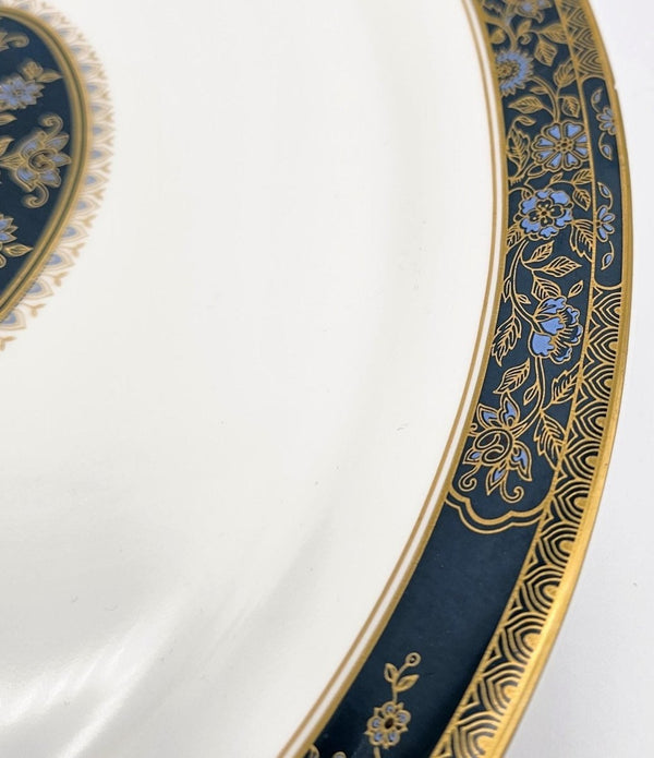 Royal Doulton Royal Doulton Carlyle 13" Oval Serving Platter – Elegant Bone, China, Blue Flowers, Gold Leaves, Teal Band, Christmas Dinnerware - Oval Serving Platter ClassyTea
