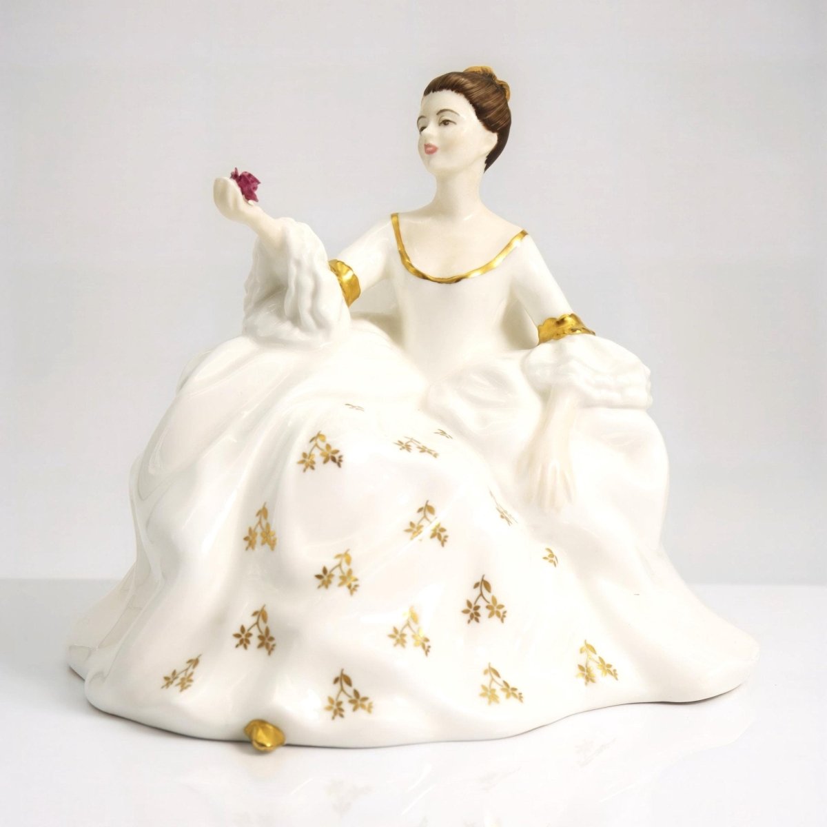 Royal Doulton Royal Doulton My Love HN2339 Porcelain Figurine Unique Shelf Decor Mantle White and Gold Victorian Romantic Rose Floral Bridgerton Downton - Porcelain Figurine ClassyTea