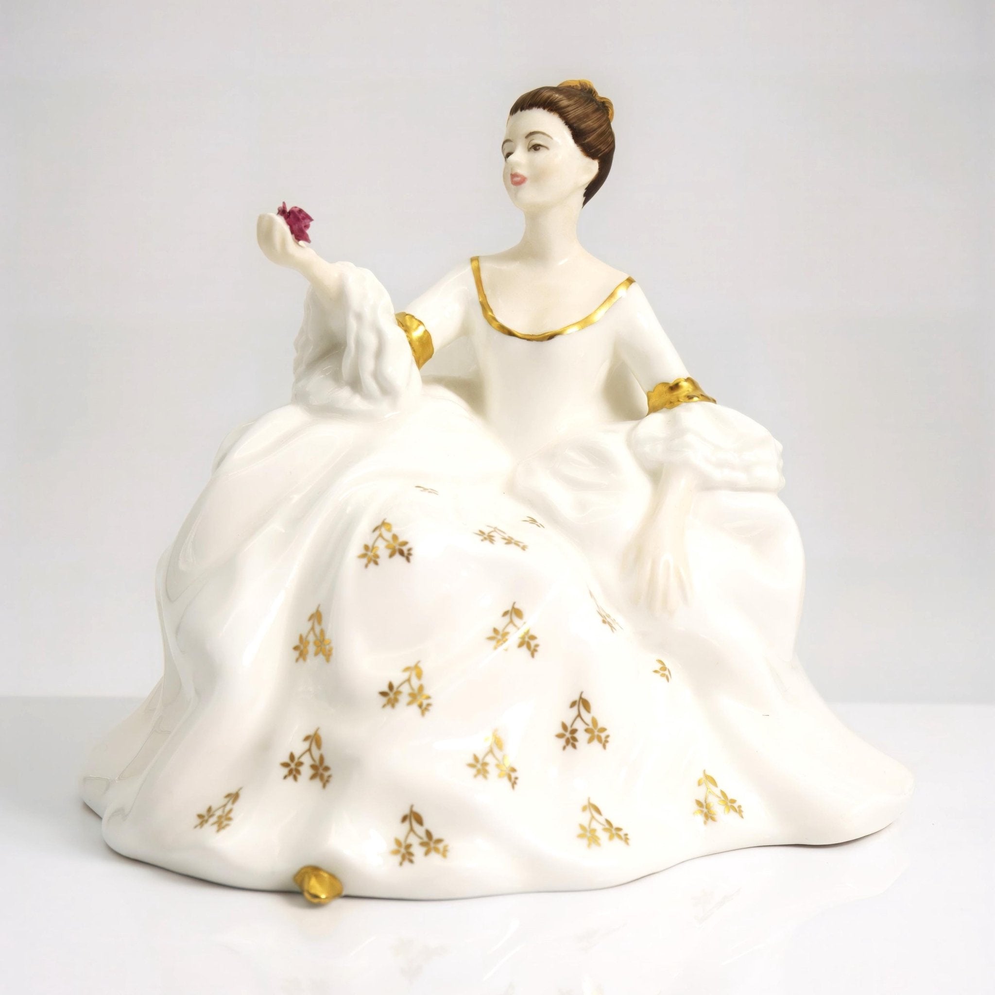 Royal Doulton Royal Doulton My Love HN2339 Porcelain Figurine Unique Shelf Decor Mantle White and Gold Victorian Romantic Rose Floral Bridgerton Downton - Porcelain Figurine ClassyTea