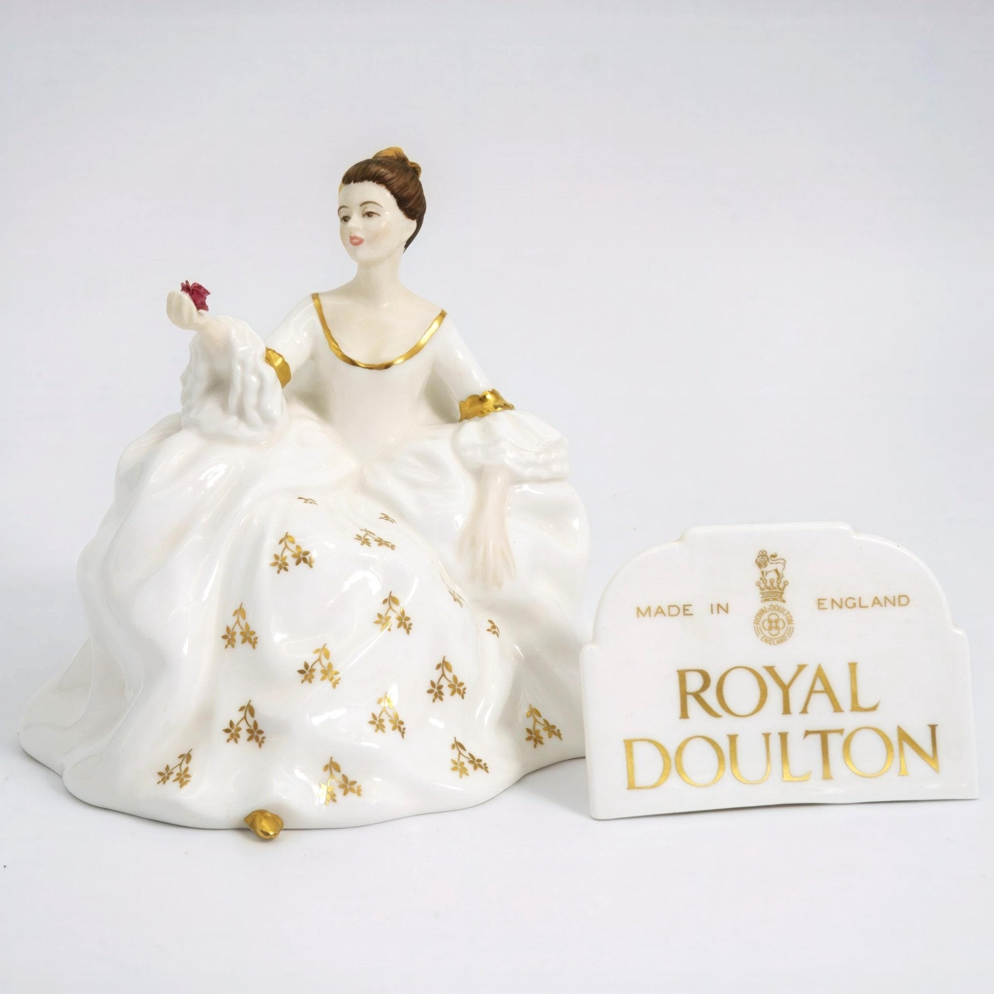Royal Doulton Royal Doulton My Love HN2339 Porcelain Figurine Unique Shelf Decor Mantle White and Gold Victorian Romantic Rose Floral Bridgerton Downton - Porcelain Figurine ClassyTea
