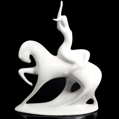Royal Dux Large Porcelain Statue of Lady Godiva | Royal Dux Lady Godiva Minimalist Modern Art Nouveau Decor Art Deco Czech Art Lover Gift Mythological - Porcelain Figurine ClassyTea