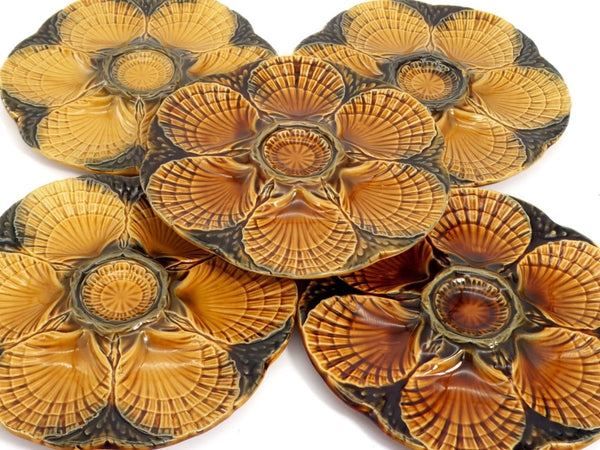 Sarreguemines 1920s Sarreguemines Antique Oyster Plate For Beach House Decor Majolica Oyster Plate for Seafood Platter For Coastal Decor Nautical Wall Art - Oyster Plate ClassyTea