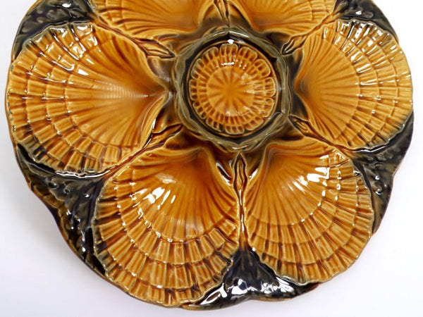 Sarreguemines 1920s Sarreguemines Antique Oyster Plate For Beach House Decor Majolica Oyster Plate for Seafood Platter For Coastal Decor Nautical Wall Art - Oyster Plate ClassyTea