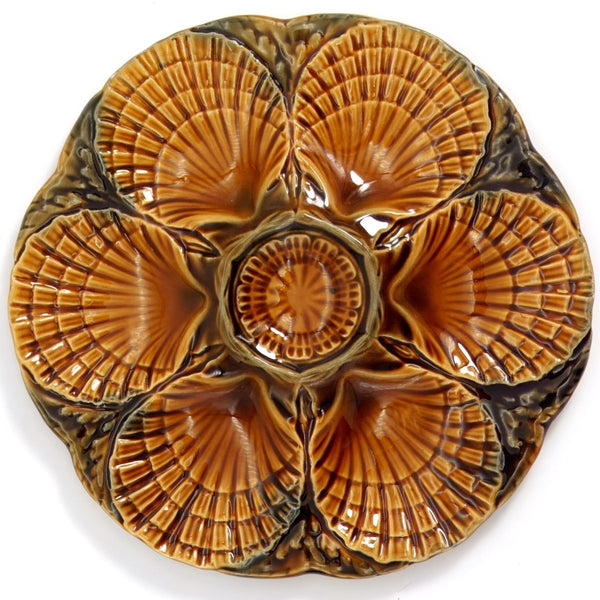 Sarreguemines 1920s Sarreguemines Antique Oyster Plate For Beach House Decor Majolica Oyster Plate for Seafood Platter For Coastal Decor Nautical Wall Art - Oyster Plate ClassyTea
