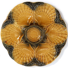 Sarreguemines 1920s Sarreguemines Antique Oyster Plate For Beach House Decor Majolica Oyster Plate for Seafood Platter For Coastal Decor Nautical Wall Art - Oyster Plate ClassyTea
