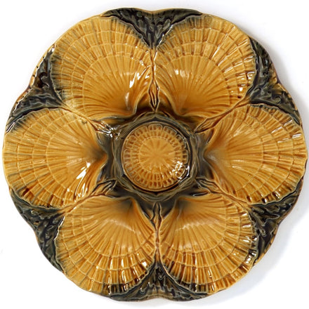 Sarreguemines Majolica Oyster Plate (10") | Vintage Ceramic