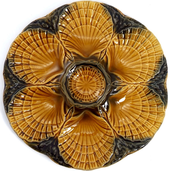 Sarreguemines 1920s Sarreguemines Antique Oyster Plate For Beach House Decor Majolica Oyster Plate for Seafood Platter For Coastal Decor Nautical Wall Art - Oyster Plate ClassyTea
