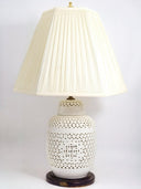 Seyei Blanc de Chine Porcelain Table Lamp Set Large Chinoiserie Accent Table Lamp for Asian Décor Reticulated Pierced Ceramic Lamp Entry Seyei - Table Lamp ClassyTea