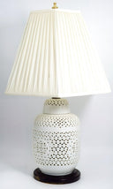 Seyei Blanc de Chine Porcelain Table Lamp Set Large Chinoiserie Accent Table Lamp for Asian Décor Reticulated Pierced Ceramic Lamp Entry Seyei - Table Lamp ClassyTea