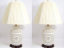 Seyei Blanc de Chine Porcelain Table Lamp Set Large Chinoiserie Accent Table Lamp for Asian Décor Reticulated Pierced Ceramic Lamp Entry Seyei - Table Lamp ClassyTea