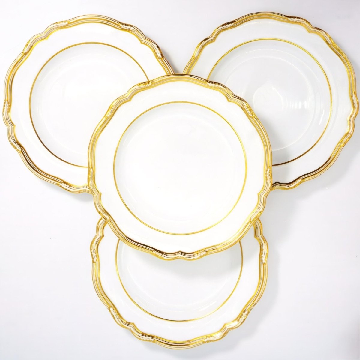 Spode Spode Sheffield Dinner Plate Gold 1920s Art Deco White Bone China Scalloped Display China Cabinet Plate Wedding Gift Copeland Antique Plate - Dinner Plates ClassyTea