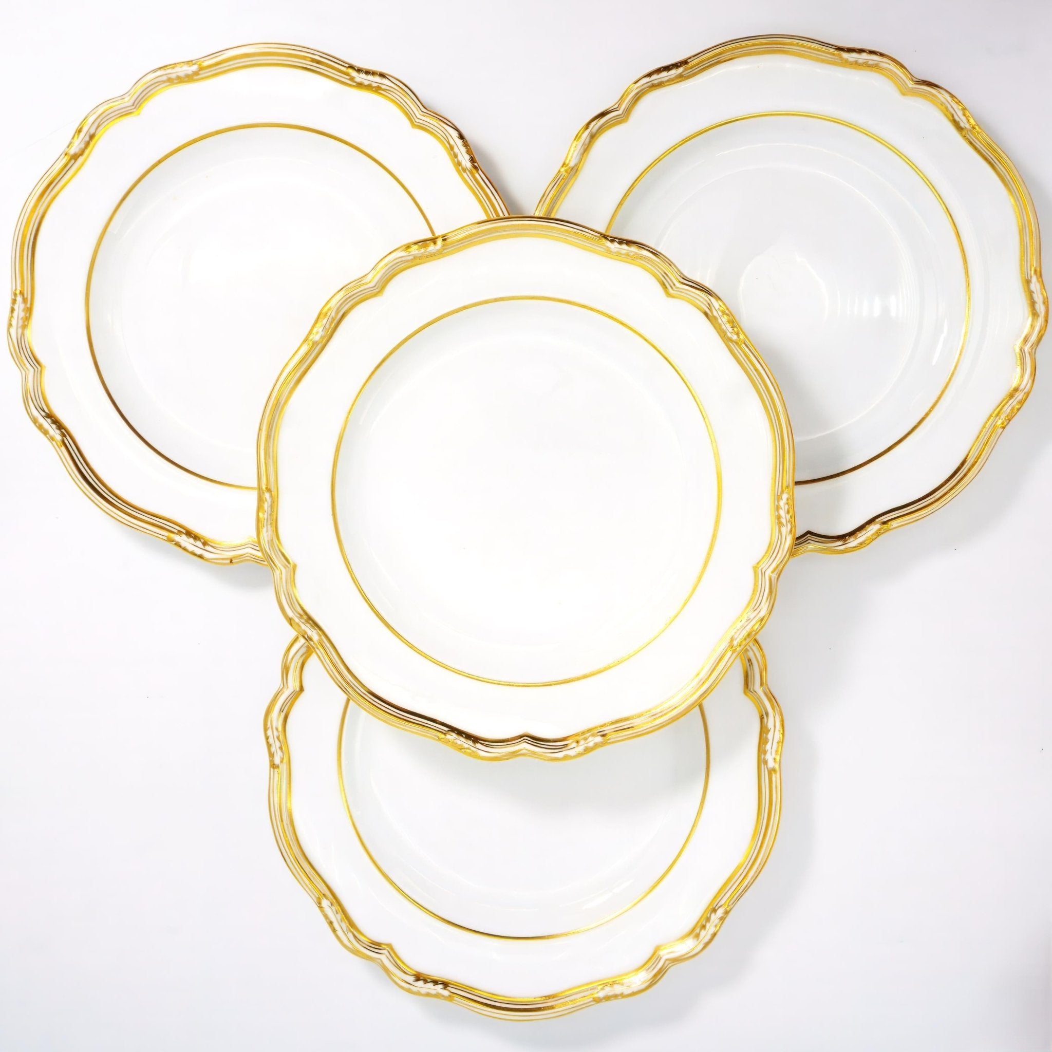 Spode Spode Sheffield Dinner Plate Gold 1920s Art Deco White Bone China Scalloped Display China Cabinet Plate Wedding Gift Copeland Antique Plate - Dinner Plates ClassyTea