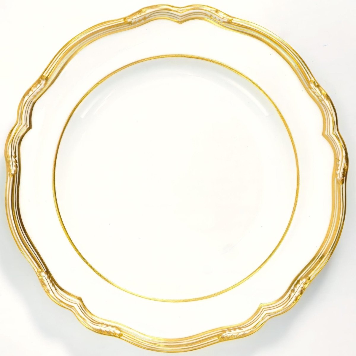 Spode Spode Sheffield Dinner Plate Gold 1920s Art Deco White Bone China Scalloped Display China Cabinet Plate Wedding Gift Copeland Antique Plate - Dinner Plates ClassyTea