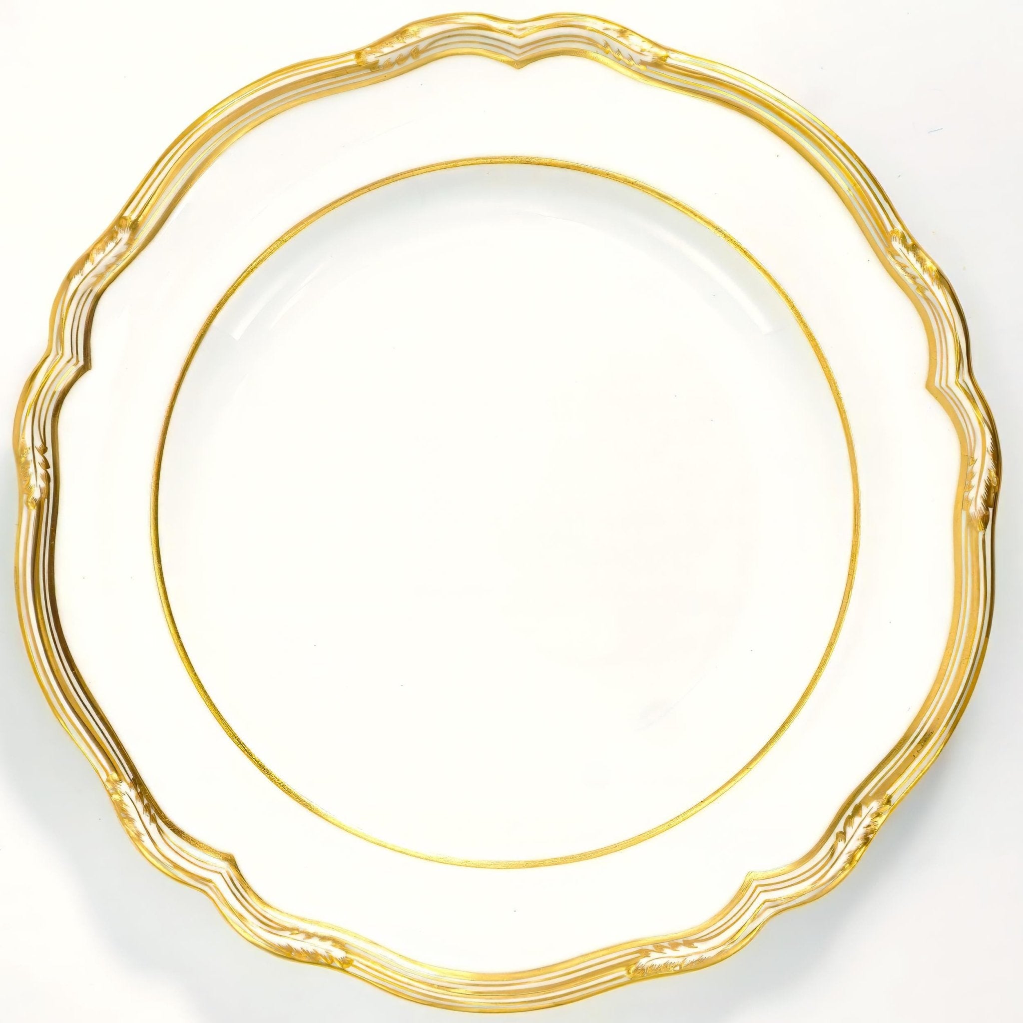Spode Spode Sheffield Dinner Plate Gold 1920s Art Deco White Bone China Scalloped Display China Cabinet Plate Wedding Gift Copeland Antique Plate - Dinner Plates ClassyTea