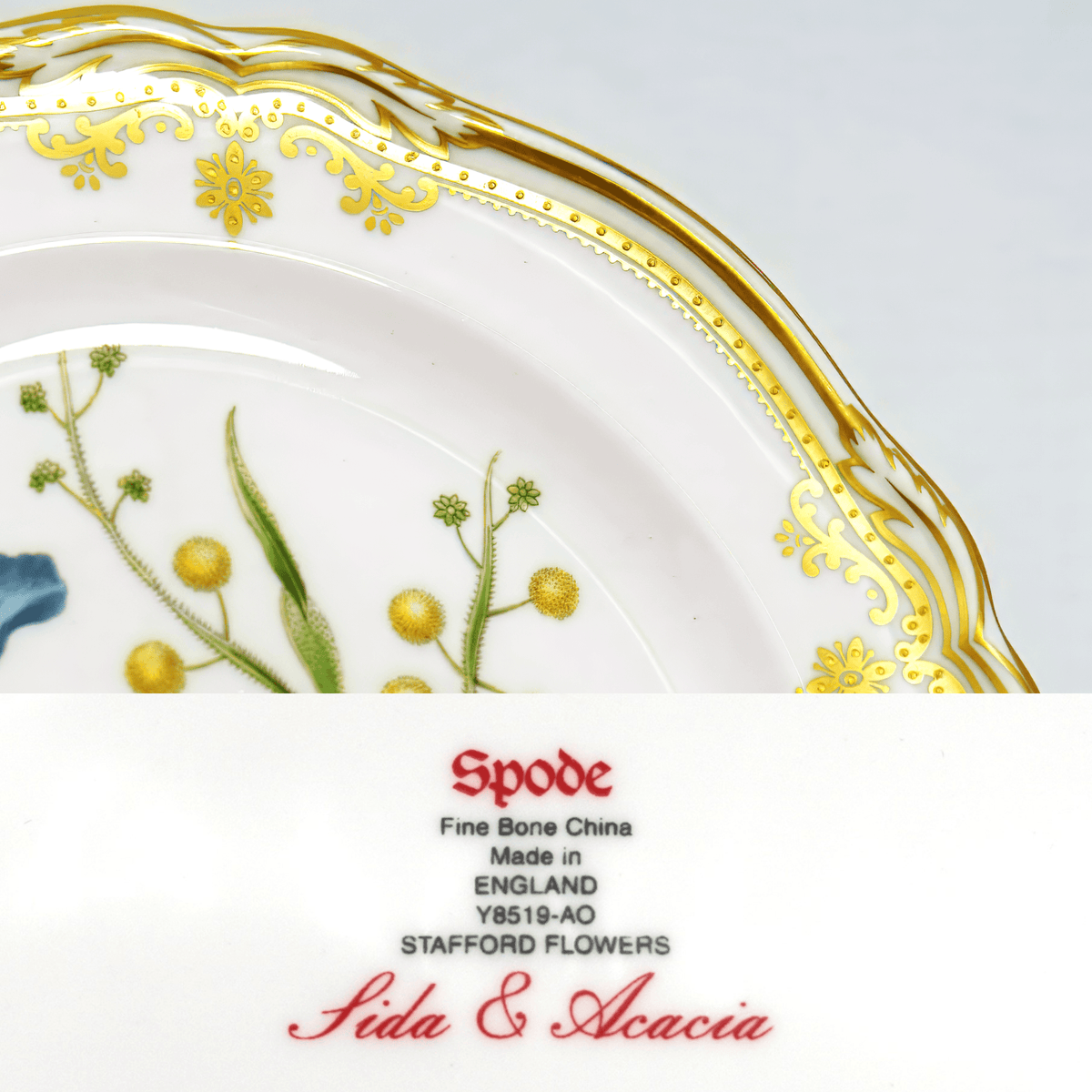 Spode Spode Stafford Flowers Salad/Dessert Plate Set of 6 (Sida & Acacia) - Plates ClassyTea