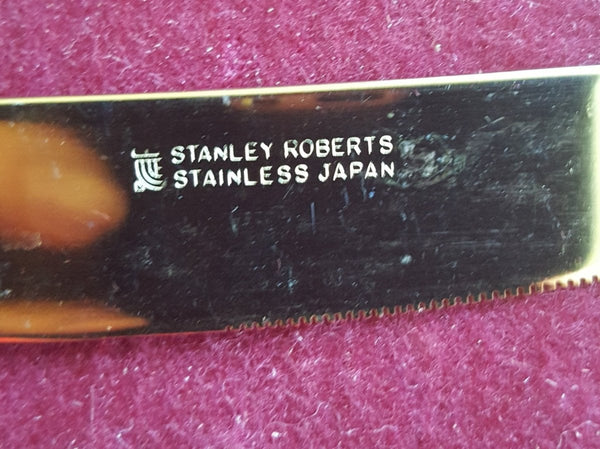 Stanley Roberts Vintage Gold Plated Flatware Set for 8 Stanley Roberts Golden Straita Silverware 50 Piece Rope Handle Wedding Gift 50th Anniversary Gift - Goldplated Flatware ClassyTea