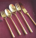 Stanley Roberts Vintage Gold Plated Flatware Set for 8 Stanley Roberts Golden Straita Silverware 50 Piece Rope Handle Wedding Gift 50th Anniversary Gift - Goldplated Flatware ClassyTea