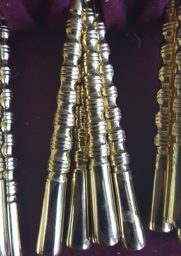 Stanley Roberts Vintage Gold Plated Flatware Set for 8 Stanley Roberts Golden Straita Silverware 50 Piece Rope Handle Wedding Gift 50th Anniversary Gift - Goldplated Flatware ClassyTea