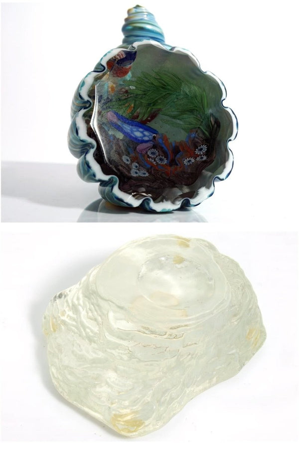 Steven Lundberg Steven Lundberg Glass Art Glass Shell Coastal Paperweight Millefiori Lampwork Coral Reef Paperweight Pearlescent Office Decor Desk Figure - Glass Art Paperweight ClassyTea