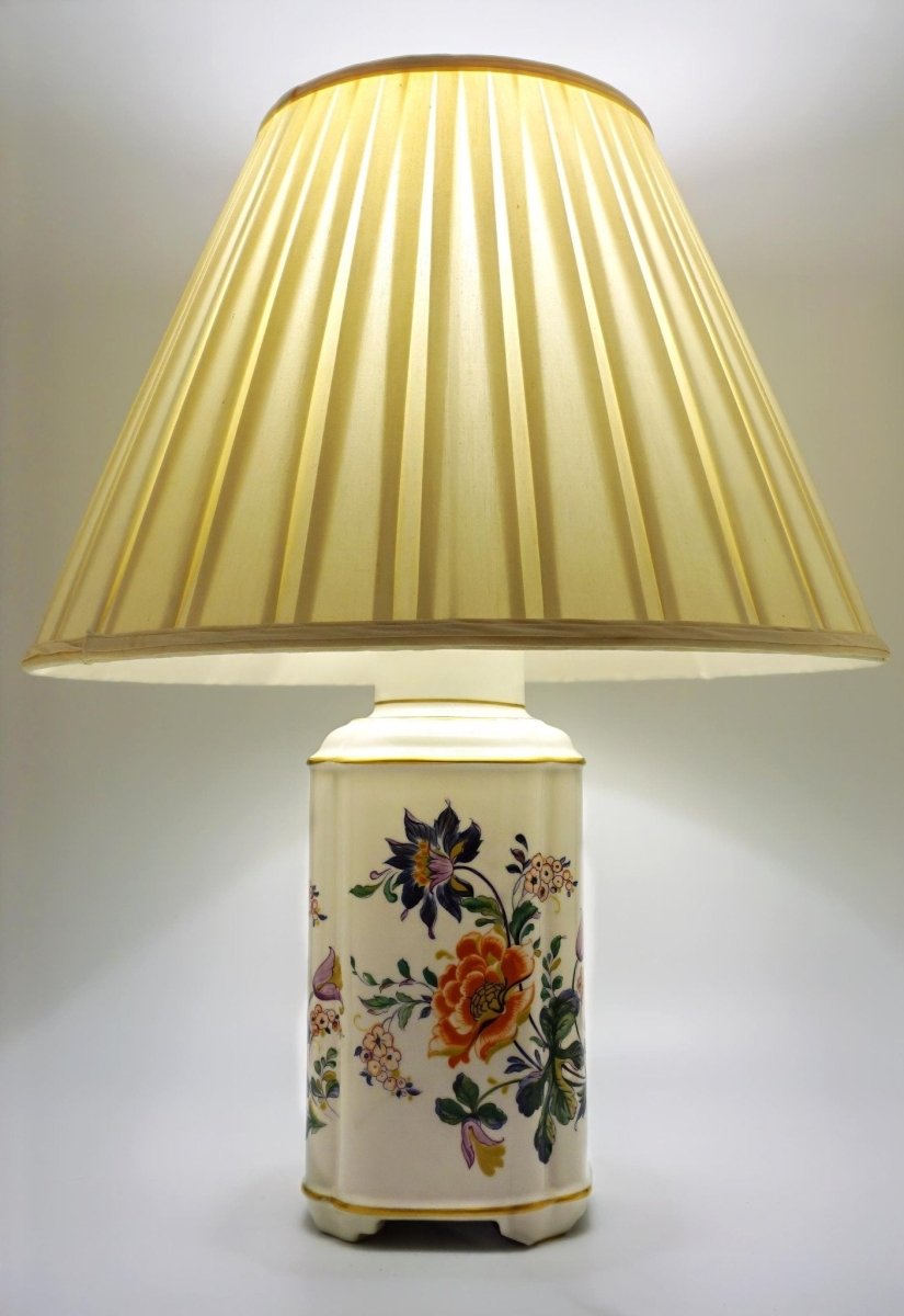 Tilden Thurber Floral Porcelain Table Lamp For Country Decor Ceramic Lamp For Farmhouse Aesthetic Brass Gold Unique Tilden Thurber Cute Lamp China Lamp - Table Lamp ClassyTea