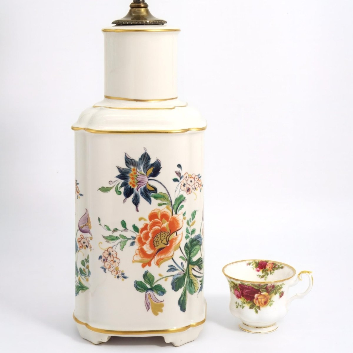Tilden Thurber Floral Porcelain Table Lamp For Country Decor Ceramic Lamp For Farmhouse Aesthetic Brass Gold Unique Tilden Thurber Cute Lamp China Lamp - Table Lamp ClassyTea