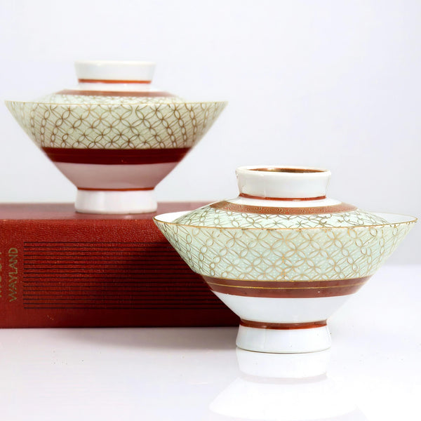 Tōzan Kiln Kutani Tōzan "Shippō - Tsunagi" Lidded Bowl Set For 5 - Soup Bowl Set ClassyTea
